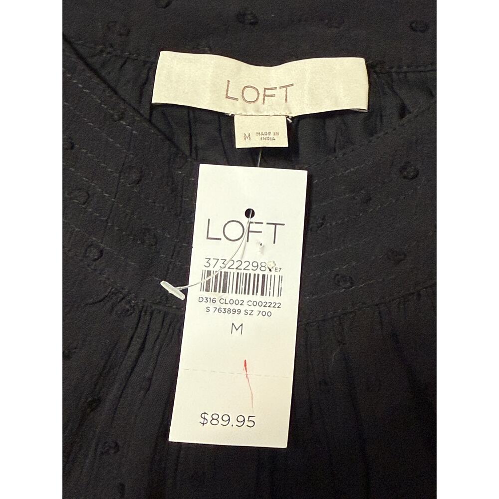 NWT LOFT Clip Button Swing Dress, Black, Size M/8 - Picture 6 of 7